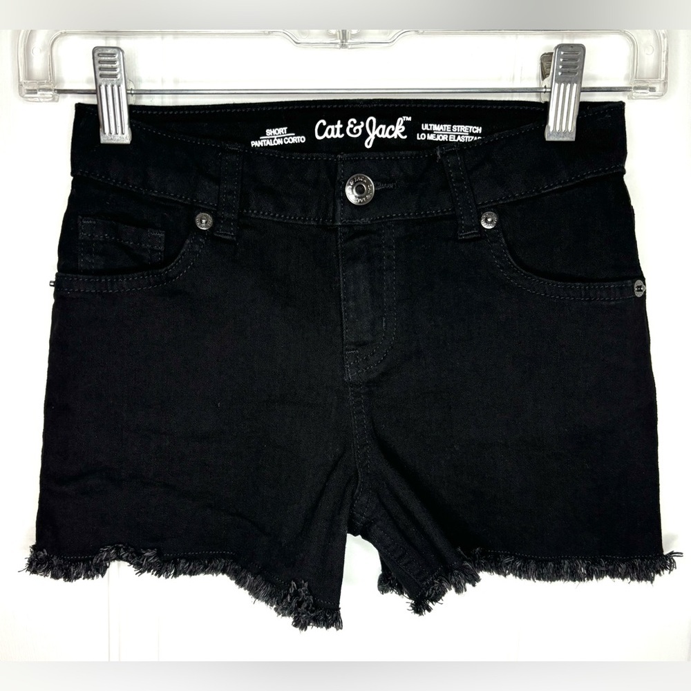 Cat & Jack Black Frayed Hem Girls' Denim Shorts